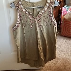Sonoma, size petite L, green with embroidery tank
